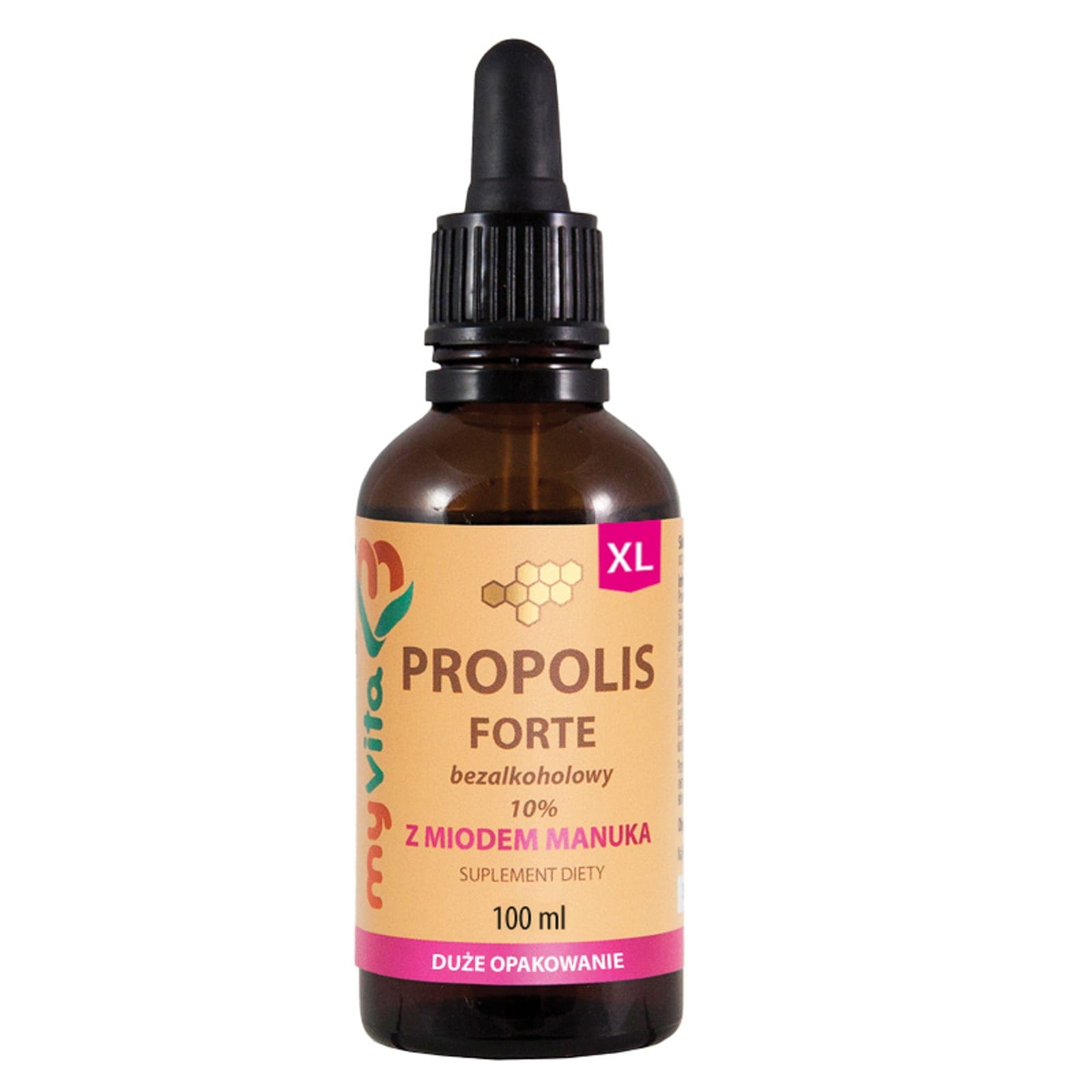 Antyoksydanty MyVita Propolis bezalk 10% z Manuką XL 100ml