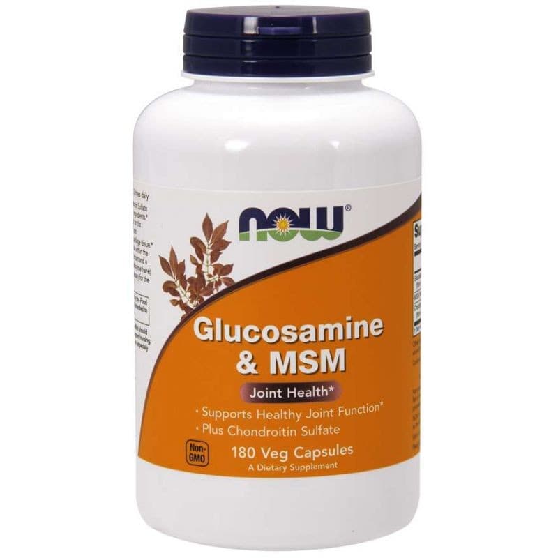 Regeneracja Stawów Glukozamina + Siarka Organiczna Now Foods Glucosamine & MSM 180vkaps