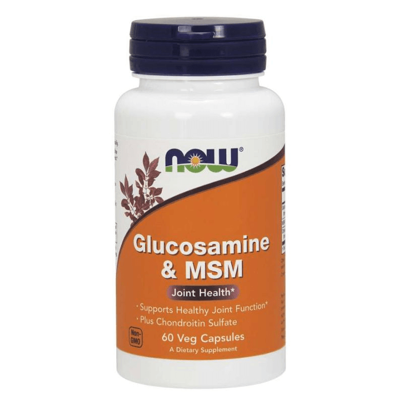 Regeneracja Stawów Glukozamina + Siarka Organiczna Now Foods Glucasamine & MSM 60vkaps