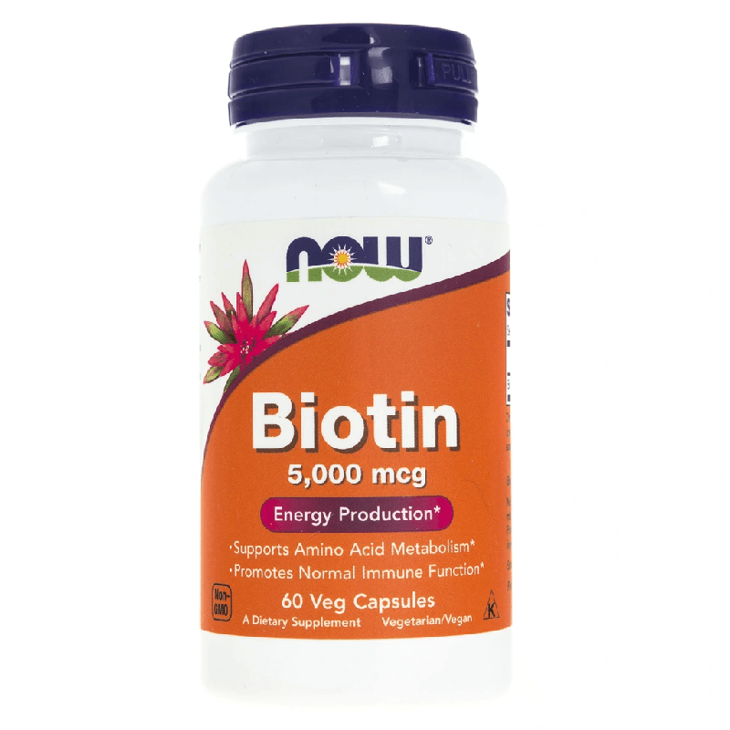Witaminy B Now Foods Biotin 5000mcg 60vkaps