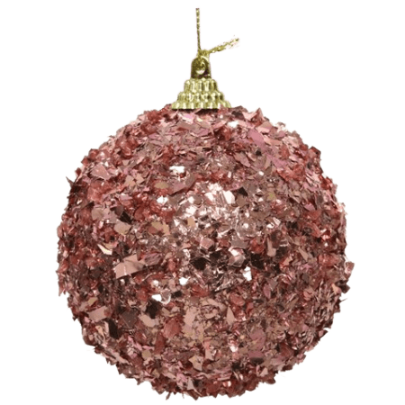 Decoris Pink Christmas bauble with foil glitter