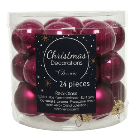 Decoris Mini Christmas baubles Glass Purple - 24 pcs