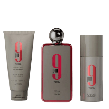 Afnan 9PM Rebel Eau De Parfum, Shower Gel & Deodorant Spray Gift Set