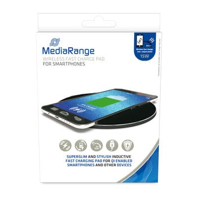 MediaRange induktive Schnellladest. f. Smartphones 15W schw
