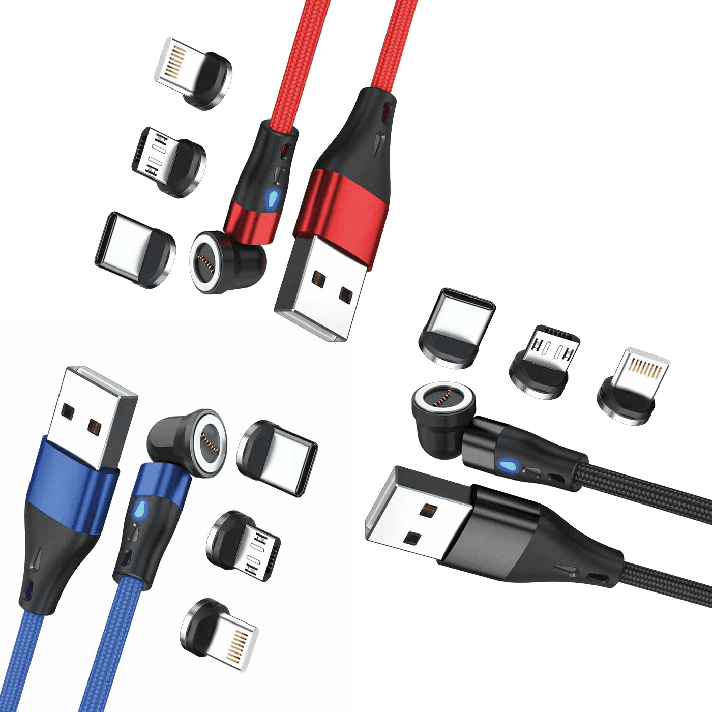 RealPower Magnetic cable 3 Amp Set,1m,3 Kabel mit Adaptern
