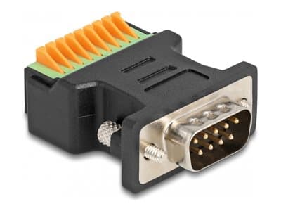 DELOCK D-Sub 9 St > Terminalblock Adapter mit Drucktaster