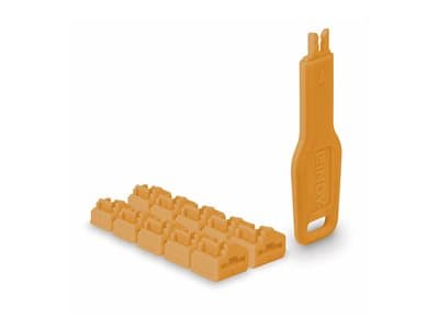 LINDY RJ45 Port Schlösser Orange, 10 Stck + 1 Schlüssel
