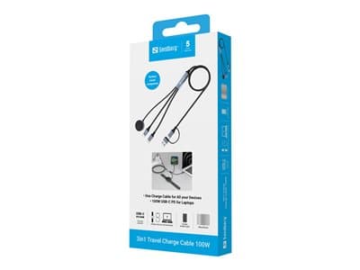 SANDBERG 3in1 Travel Charge Cable 100W