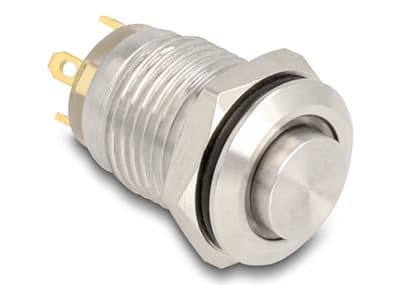DELOCK Drucktaster zum Einbau 12mm 2xLötanschluss LED Blau