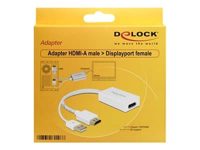 DELOCK HDMI Adapter A -> Displayport St/Bu 4K weiß USB
