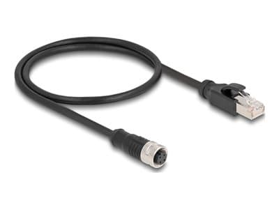 DELOCK M12 Adapterkabel D-kodiert 4 Pin BU zu RJ45,ST 50 cm