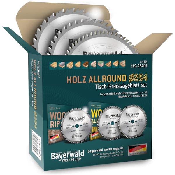 Bayerwald Kreissägeblatt Set 254 für Bosch GTS 10 und PTS 10 - der Allrounder