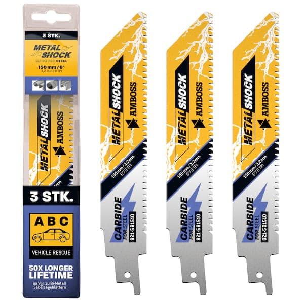 3x Amboss Metal Shock Säbelsägeblatt Länge 150 mm 8 ZpZ