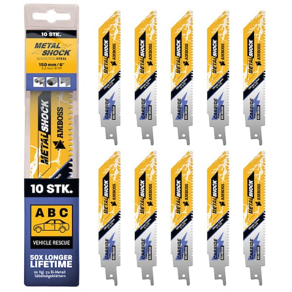 10x Amboss Metal Shock Säbelsägeblatt Länge 150 mm 8 ZpZ