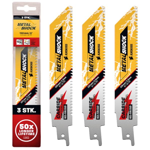 3x Amboss Metal Shock Säbelsägeblatt Länge 150 mm 10 ZpZ