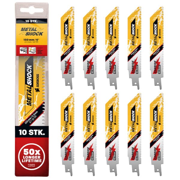 10x Amboss Metal Shock Säbelsägeblatt Länge 150 mm 10 ZpZ