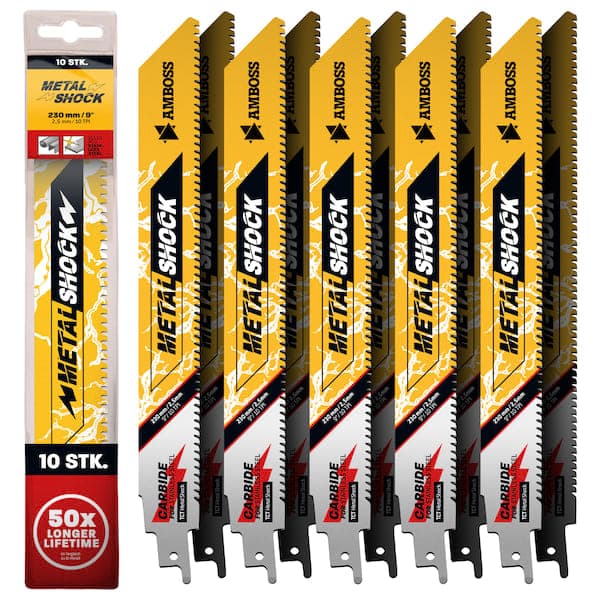 10x Amboss Metal Shock Säbelsägeblatt Länge 230 mm 10 ZpZ