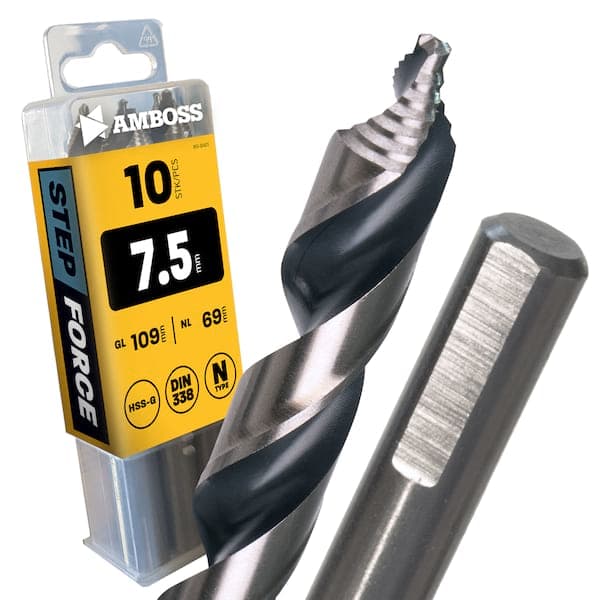 10 x HSS-G STEP Force Metallbohrer DIN 338 - Ø:7.5 mm