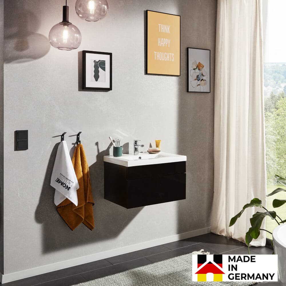 Home Deluxe Conjunto completo de muebles de baño WANGEROOGE S - Negro Made in Germany