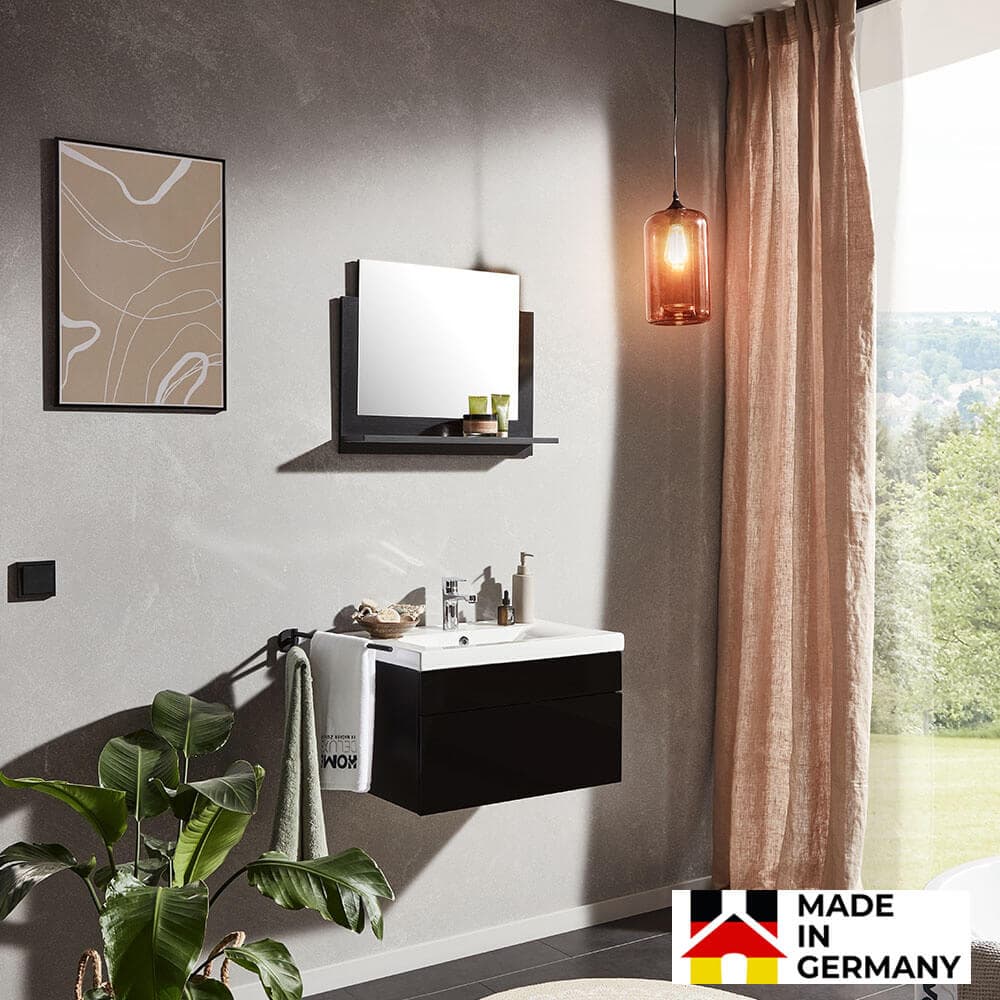 Home Deluxe Conjunto completo de muebles de baño WANGEROOGE M - Negro Made in Germany