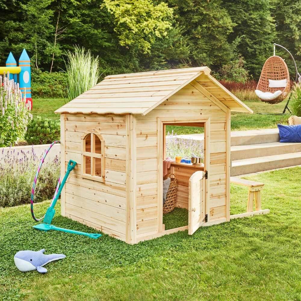 Home Deluxe Casa de juegos DER GROSSE PALAST - 106 x 111 cm Naturaleza con banco