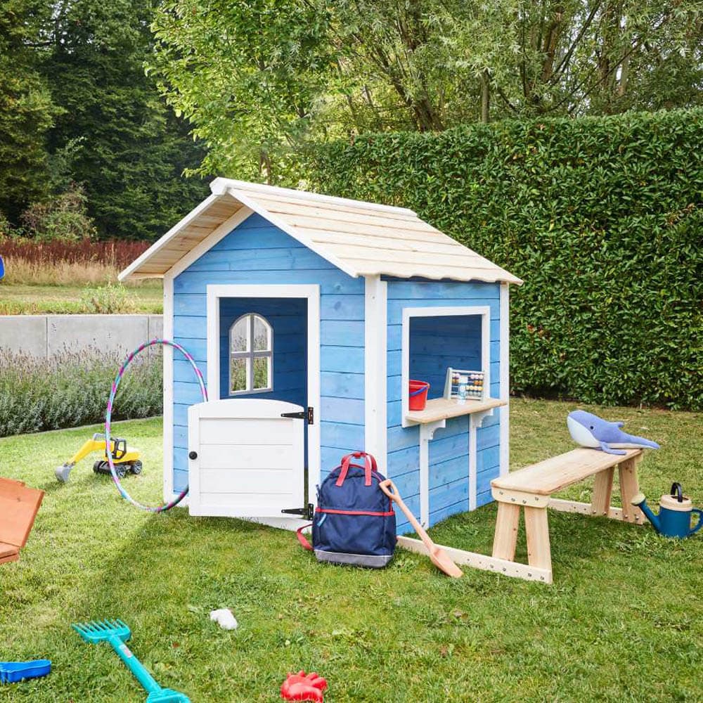 Home Deluxe Casita de juegos THE BIG PALACE - 106 x 111 cm azul con banco