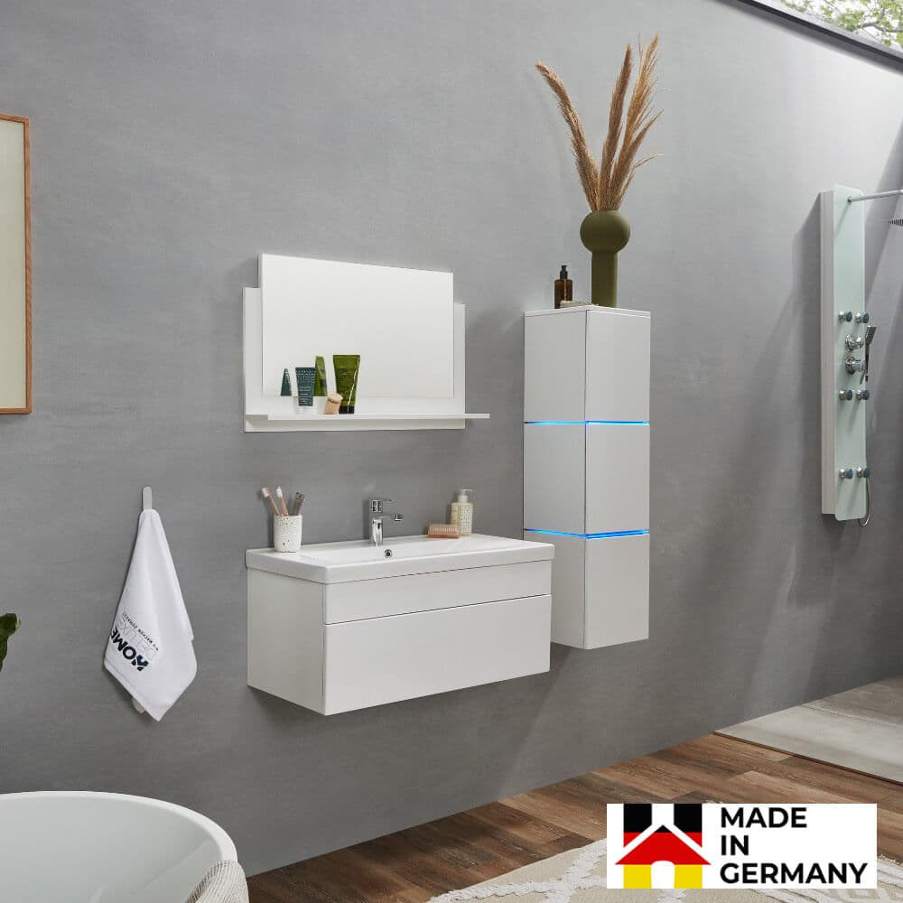Home Deluxe Conjunto completo de muebles de baño WANGEROOGE BIG L - Blanco Made in Germany