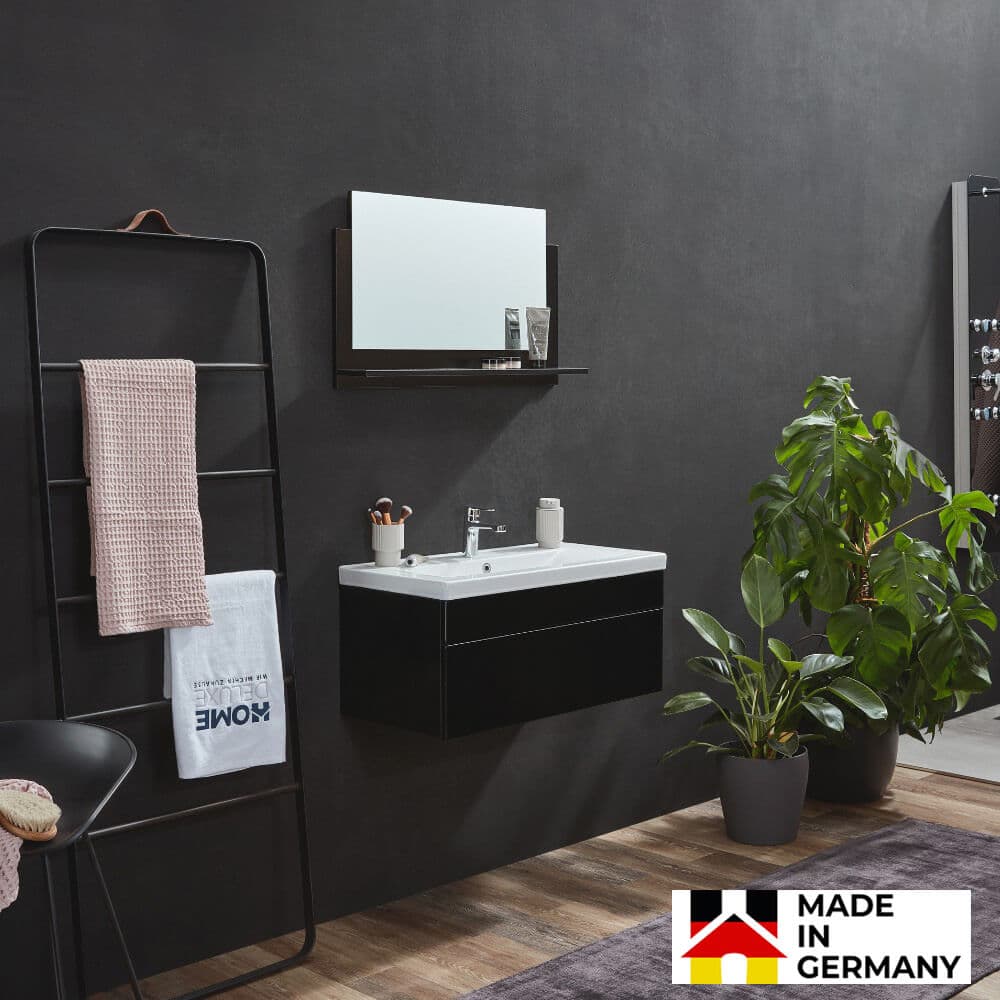 Home Deluxe Conjunto completo de muebles de baño WANGEROOGE BIG M - Negro Made in Germany