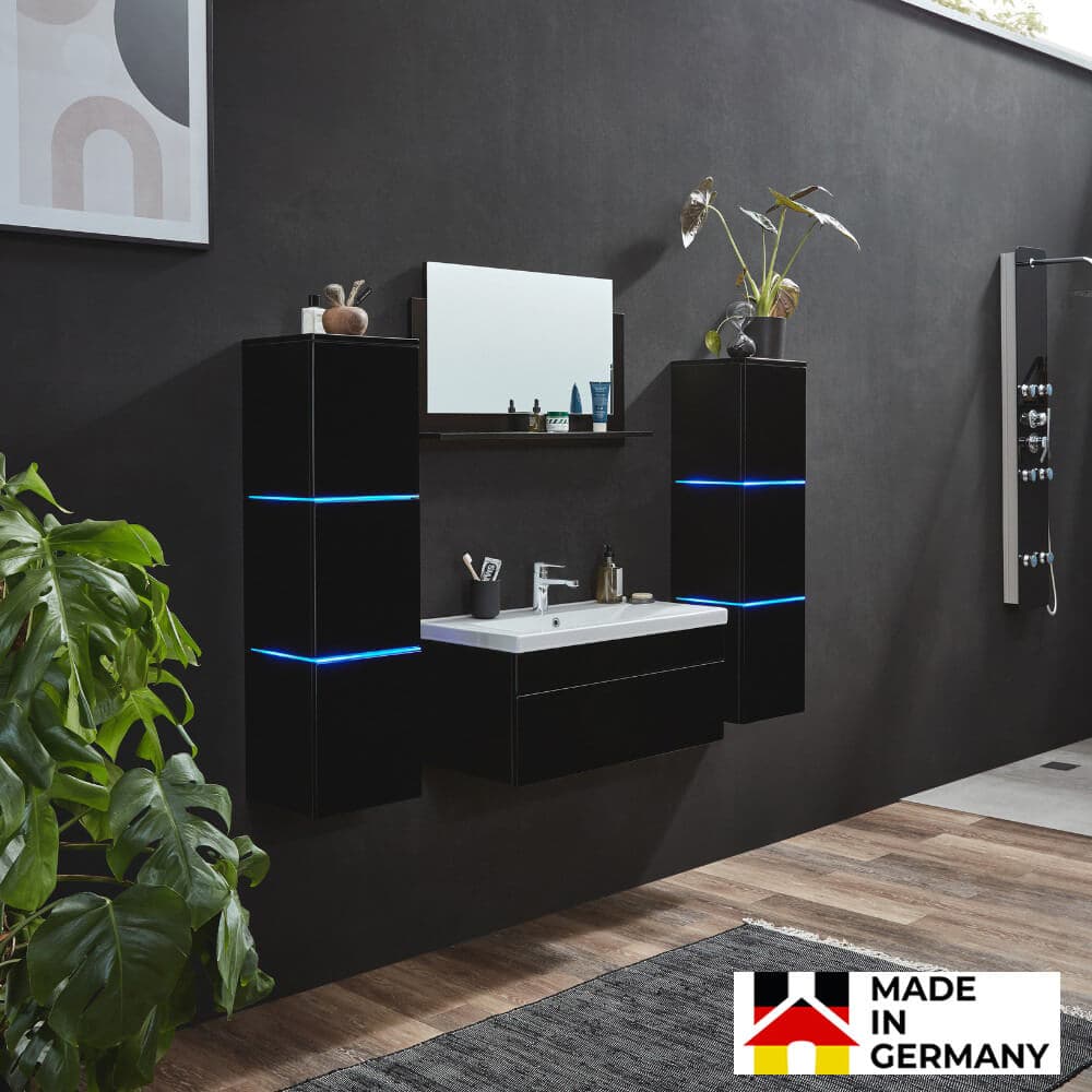Home Deluxe Conjunto completo de muebles de baño WANGEROOGE BIG XL - Negro Made in Germany