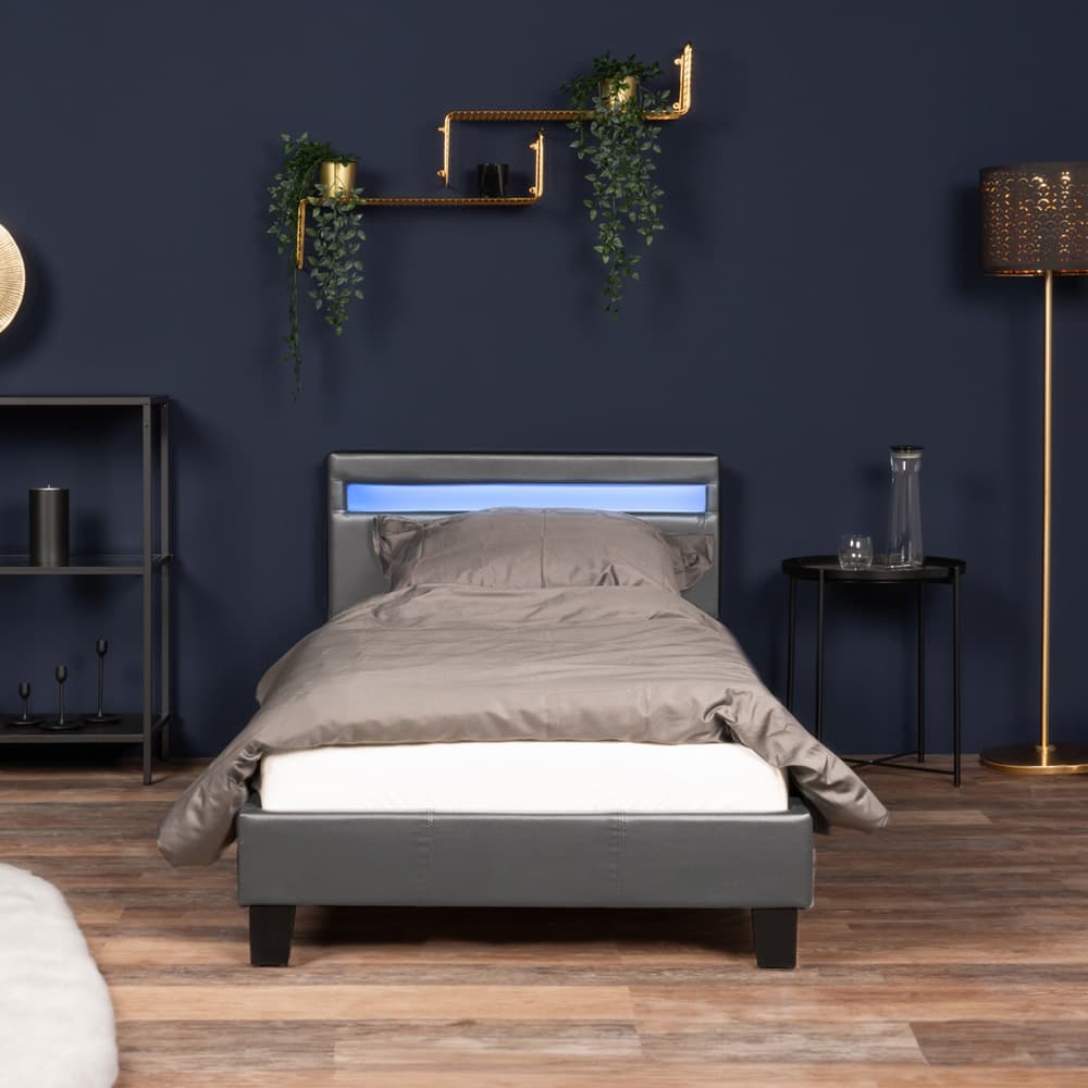 Home Deluxe Cama LED ASTRO - 90 x 200 cm gris oscuro