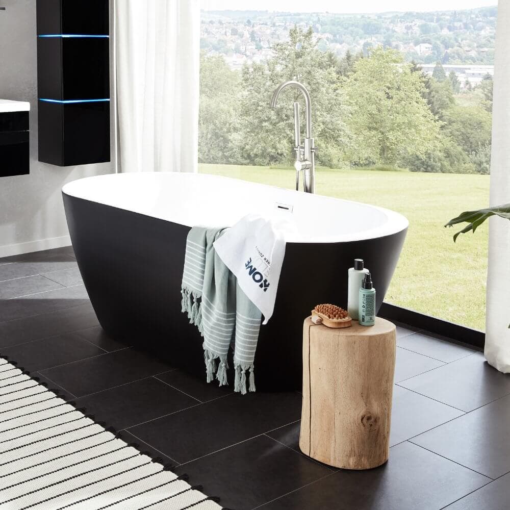 Home Deluxe Bañera exenta CODO - 170 x 80 cm Negro
