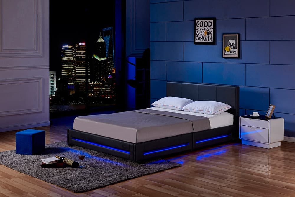 Home Deluxe Cama LED ASTEROID - 180 x 200 cm negro