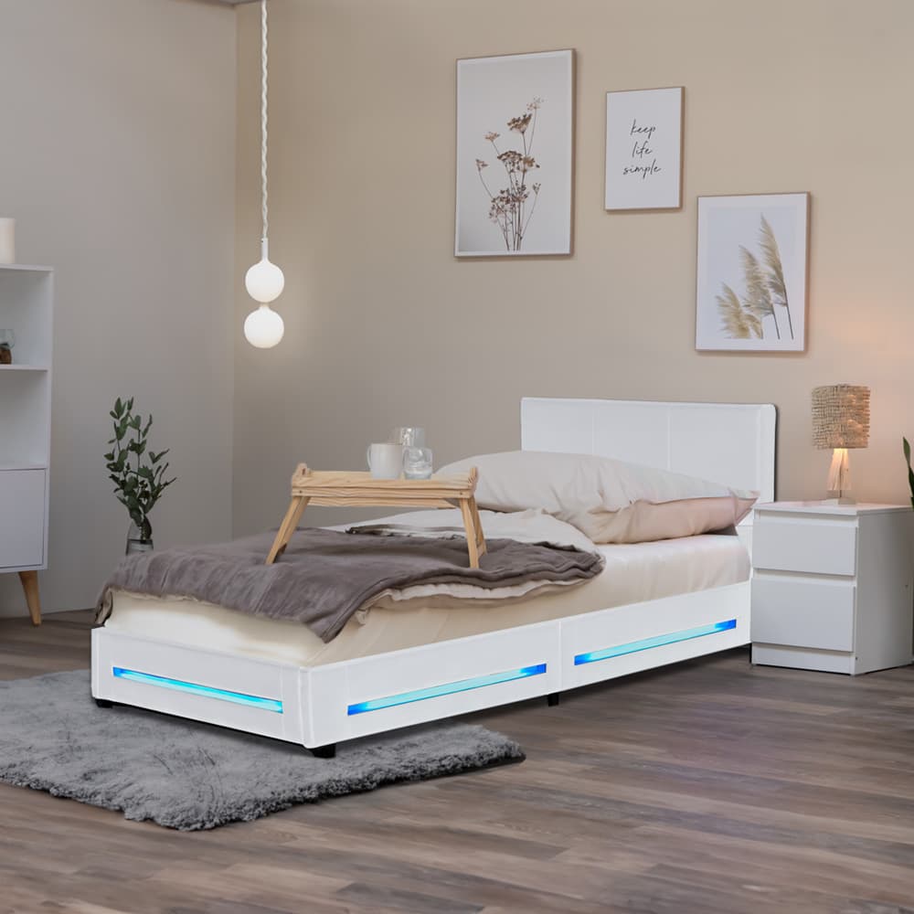 Home Deluxe Cama LED ASTEROID - 90 x 200 cm Blanco