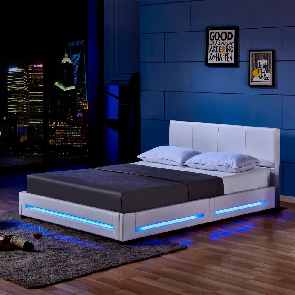 Home Deluxe Cama LED ASTEROID - 140 x 200 cm Blanco