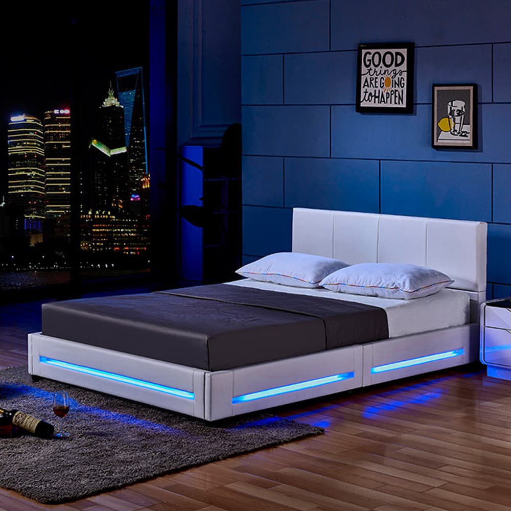 Home Deluxe Cama LED ASTEROID - 160 x 200 cm Blanco
