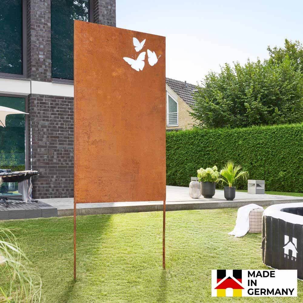 Home Deluxe Biombo de acero de calidad BUTTERFLY - aspecto oxidado - Made in Germany