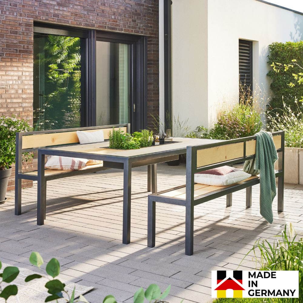 Home Deluxe Conjunto de asientos de alerce NAXOS - 200 x 43 cm Fabricado en Alemania