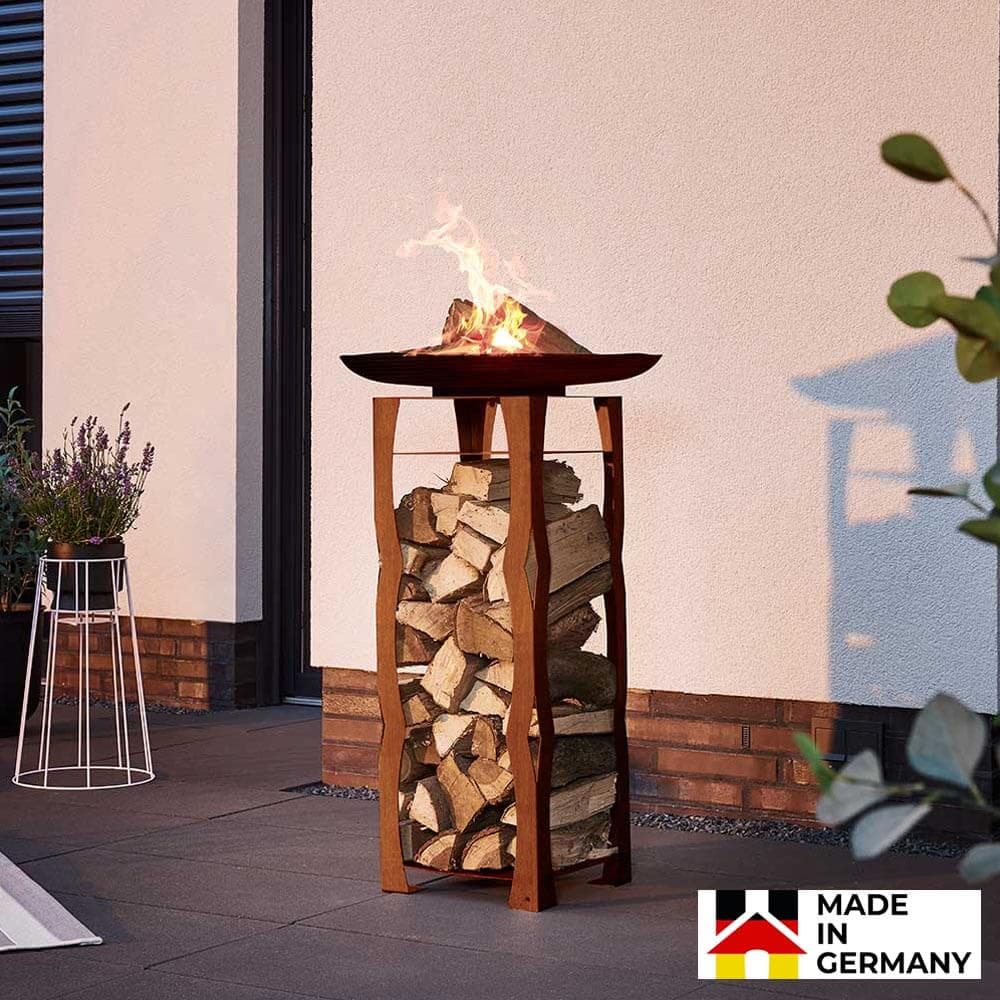 Home Deluxe Recipiente para hoguera y leña FRANK - Fabricado en Alemania