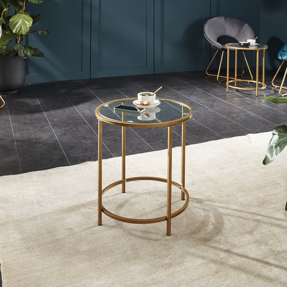 Home Deluxe Mesa auxiliar de cristal MASEI - 50 x 50 cm Oro