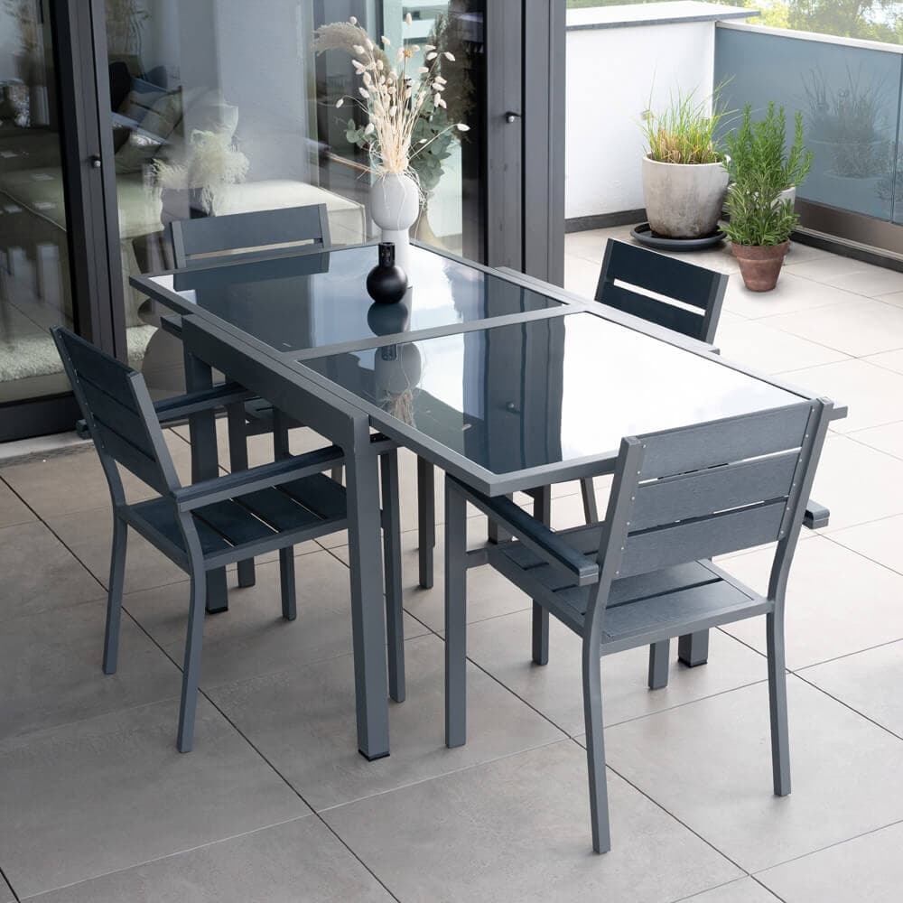 Home Deluxe Grupo de asientos de jardín extensible VERANO MADERA - 180/90 x 90 cm 8 sillas