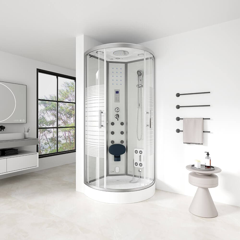 Home Deluxe Ducha de vapor con cascada y sauna de vapor WHITE PEARL - 100 x 100 cm