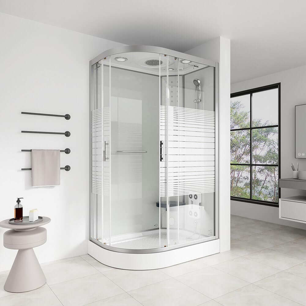 Home Deluxe Ducha de vapor con cascada y sauna de vapor WHITE PEARL - 120 x 80 cm izquierda