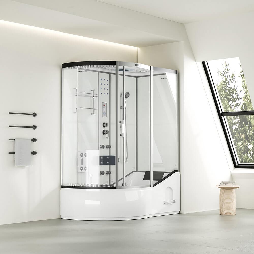 Home Deluxe Cabina de ducha con bañera ALLIN 2IN1 - 170 x 90 Blanco Izquierda