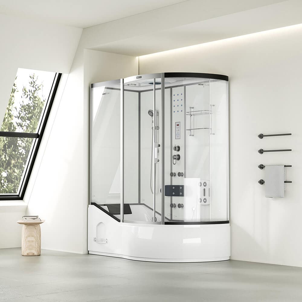 Home Deluxe Cabina de ducha con bañera ALLIN 2IN1 - 170 x 90 Blanco Derecha