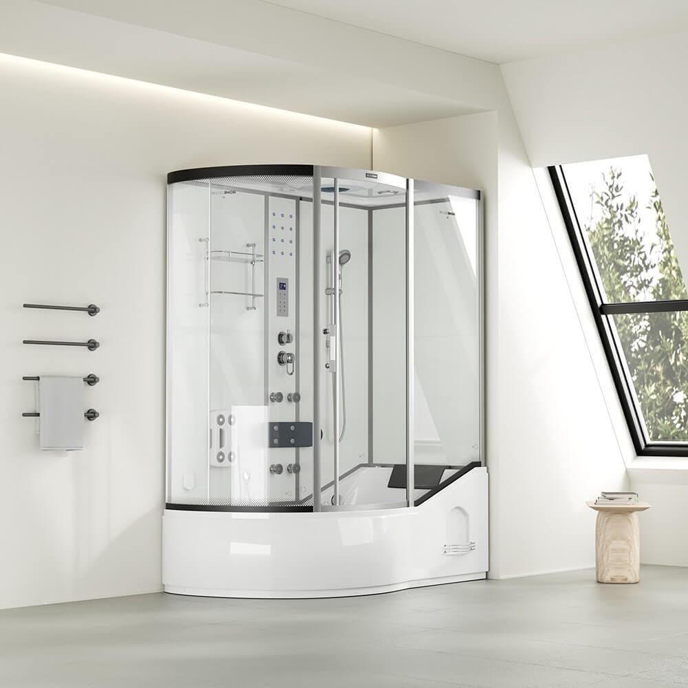 Home Deluxe Ducha de vapor con hidromasaje ALLIN 4IN1 - 170 x 90 Blanco Izquierda