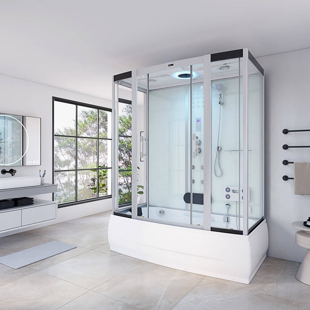 Home Deluxe Ducha de vapor DIAMOND con función de hidromasaje e iluminación LED - 170 x 90 cm Blanco
