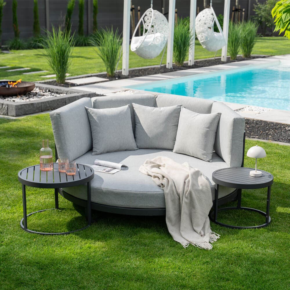 Home Deluxe Daybed Outdoor FLORIDA incl. mesas auxiliares - gris