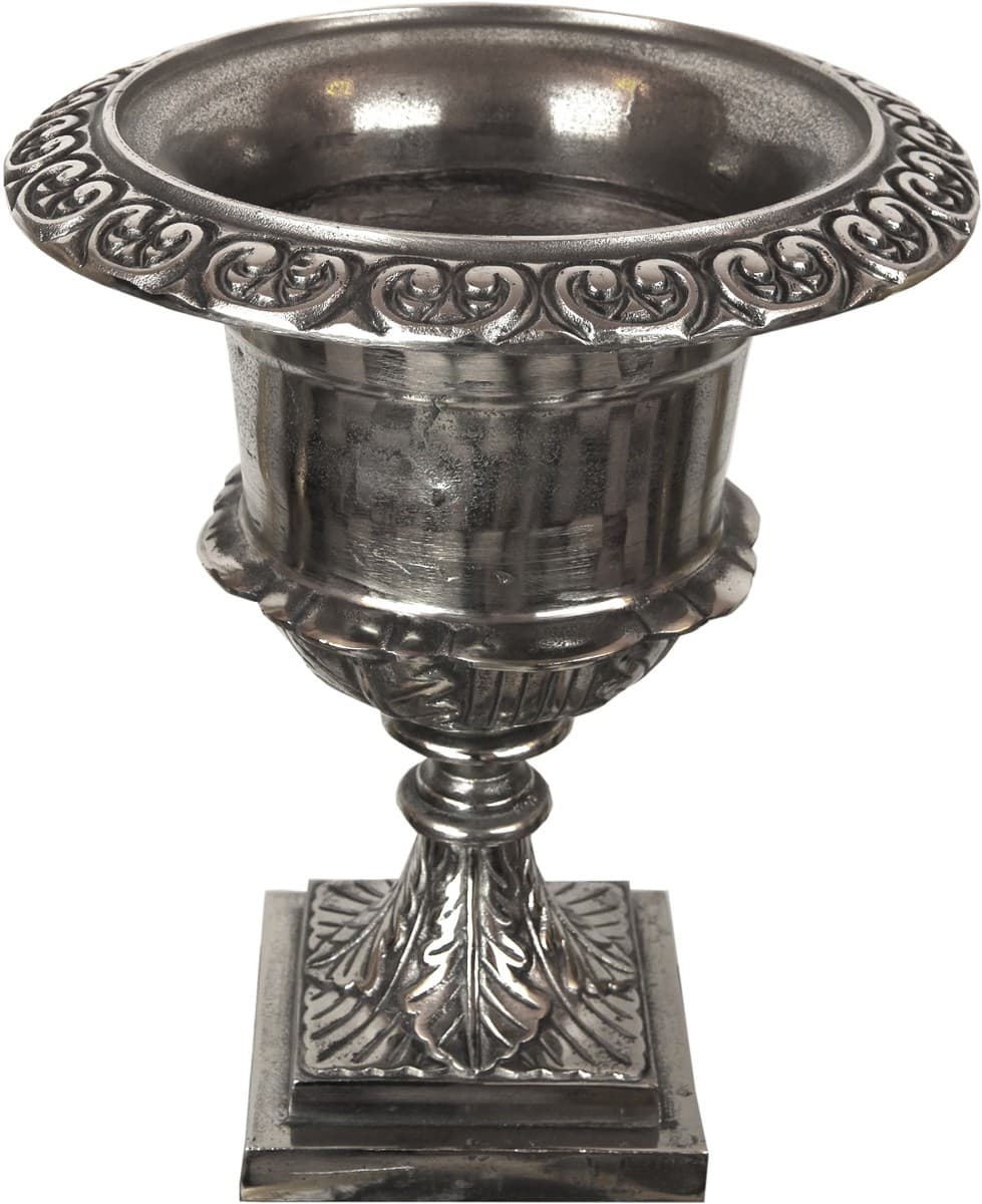 Casa Padrino Barock Blumentopf / Pflanzentopf Antik Silber à 34 x H. 58,5 cm - Aluminium Blumengefäà Pflanzkübel im Antik Stil
