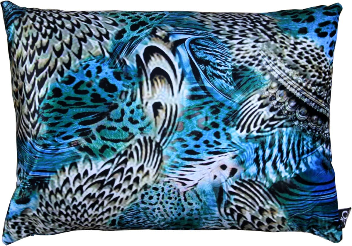 Casa Padrino Luxury Cushion Colorado Feathers Multicolored 35 x 55 cm - Finest velvet fabric - Luxury Collection