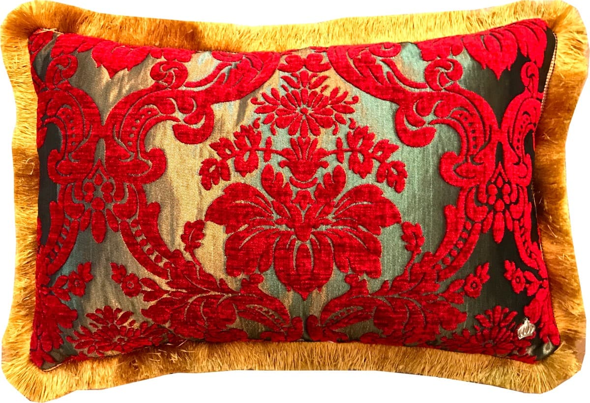 Luxury pillow Pompöös by Casa Padrino by Harald Glööckler Elegance Collection baroque pattern red / gold 35 x 55 cm - luxury pillow